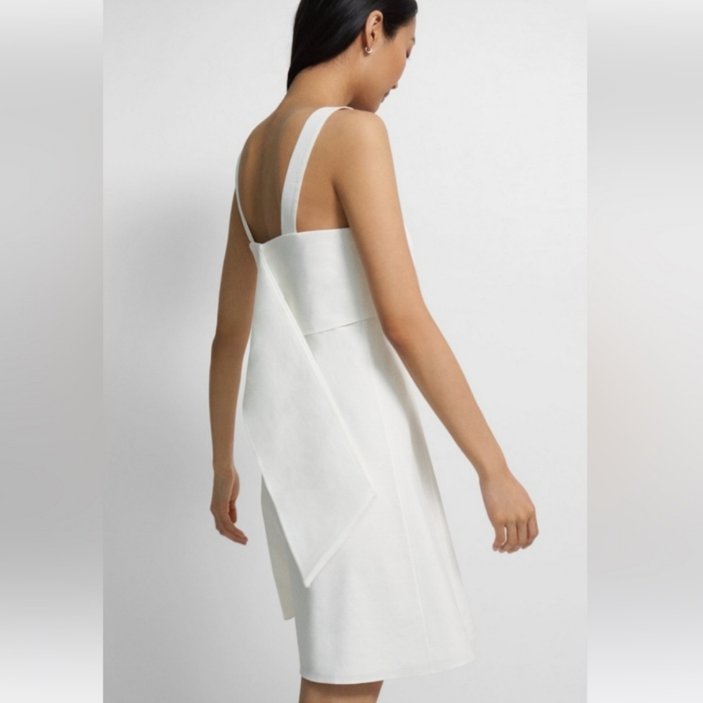 Theory Drape-Back Dress in Stretch Linen